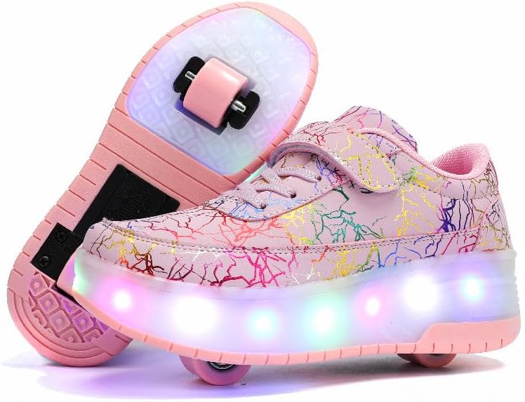 Zapatos niña de niño con Ruedas, 2 en 1, Zapatos para niños, Patines Brillantes, Zapatillas de Skateboard, Zapatillas