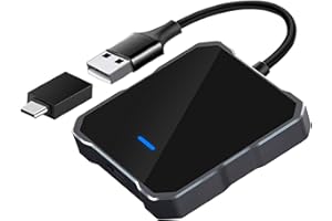 BIPOCKE 2 In 1 Wireless CarPlay and Android Auto Adapter,2024 Upgrade CarPlay Wireless Stick, New Aluminum Alloy and Tempered Glass Design,Easy Plug & Play,Compatible with Cars from 2016 & iPhone iOS 10+