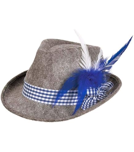 Bayerischer Fedora Filzhut – Schwarz, Mit Spitze & Feder, Für Tracht, Oktoberfest & Mottoparty