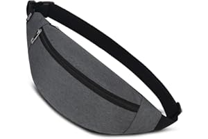 QINLOV Sac Banane Sacoche Bandoulière Femme Homme Sac de Ceinture Multifonctionnel pour Loisir/Voyage/Sports/Randonnée/en Plein air (Gris foncé)