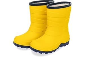 FUNCOO PLUS Kids Warm Fleece Wellies, Girls Boys Winter Waterproof Rain Boots Children Snow Boots Wellington Boots Size 9-3 UK Child