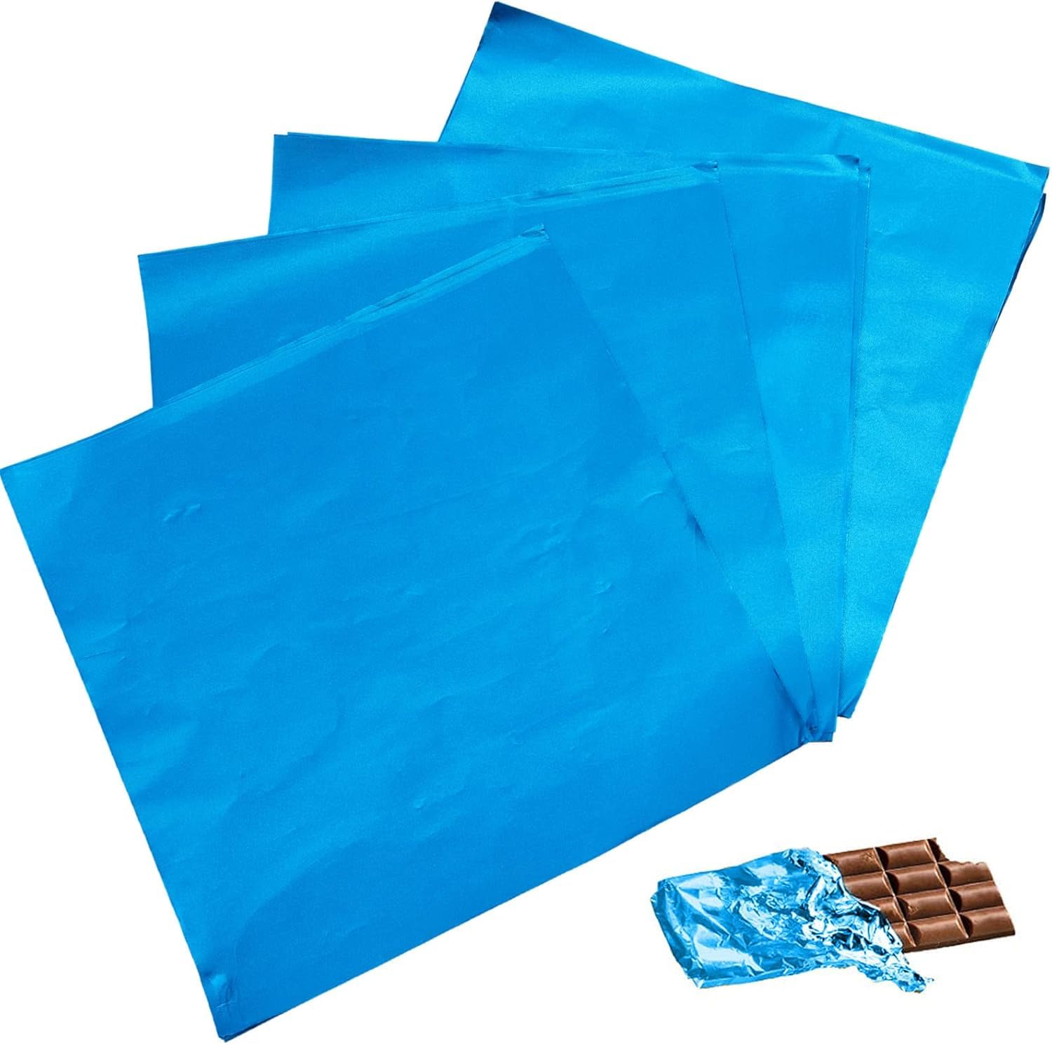 HOME REPUBLIC- 325 Pieces, Blue Chocolate Candy Wrappers - Aluminium Foil Wrapping Papers for Homemade Caramel Candy Bar Candies Packaging and Bath Bomb