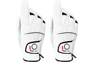 ‎FINGER TEN FINGER TEN Golfhandschuhe Herren Links Rechts Hand 2 Stück Golfhandschuh Wettersof Leder Golf Handschuhe Linke Rechte Griffig Weich Gemütlich Passform Handschuh Größe S M ML L XL für Golfer Männer