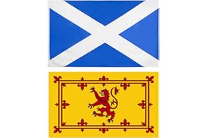 ARROMI 2 Scottish Flags - Rampant Lion Flags With Color Fade Proof Polyester Canvas Header Double Stitched National St Andrews Cross