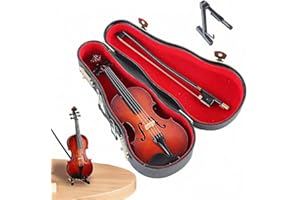 GOBIWM Tiny Wooden Violin Model Creative Mini Musical Instrument Gift for Men and Women Dollhouse Home Office Decor