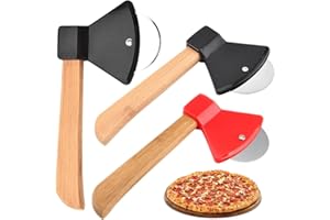 Roulette à Pizza en Acier Inoxydable,Forreen 3 Pièces Découpe Pizza Professionnel Inox Multifonction Hache Couteau à Pizza avec Poignée Antidérapante pour Pizza Gaufres Crêpes (Couleur Aléatoire)