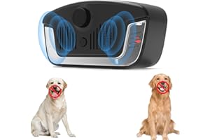 WUGEIN Dog Barking Control Devices, 3 Levels Ultrasonic Dog Deterrent, Anti Barking Device, Rechargeable Bark Stopper for Pets, for Indoor & Outdoor Use, Stop Barking Dog Training Tool