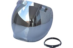 Aumotop Visera para casco universal, visera para casco con 3 botones, visera con lente para moto, anti UV y antiarañazos, para cascos abiertos, 6 colores disponibles