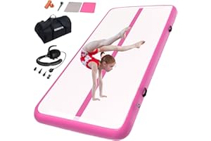 DOBESTS Inflatable Air Tumbling Mat - 6.6/10/13/16/20 ft with 4/8 inch Thickness for Home Gymnastics Training, Yoga, Water, Dance