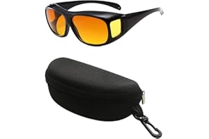 Boolavard Night Driving Glasses | UV400 Protection Anti Glare Yellow Tint | Fit Over Driving Sunglasses with Case | Suitable for Fishing and Golf | Men and Women
