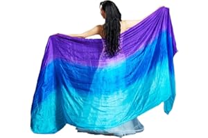 Leemiman Women 2.5 m Long Belly Dance Silk Veils Hand-made Dyed Veil