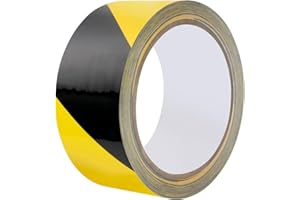 QILIMA Hazard Tape Black Yellow Caution Warning Tape 50mm×33m Safety Tape Self Adhesive Barrier Tape No Fade Floor Marking Tape
