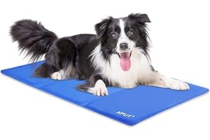 KPUY Dog Cooling Mat, Large Pet Cool Mat for Bed,Dog Cat Ice Mat with Self Cooling Gel,Non-Toxic Activated Gel Cooling Pad, Great for Dogs Cats to Stay Cool This Summer,Blue L(90 * 50cm)