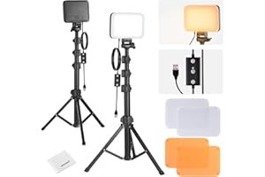 NEEWER Basics Kit d'éclairage de Studio, Packs de 2 Lampes LED Bicolores avec Trépieds et Filtres, Intensité Variable, Portable, 3200K-5600K, IRC95, 750 lux, pour Photographie, Enregistrement, BP66
