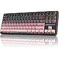 LexonElec X ATTACK SHARK X87 Wireless Mechanical Keyboard, Tri Mode-BT/2.4G/Wired, Hot-swappable Linear Switch, Side-printed PBT Keycap, Gasket Structure, RGB Backlit Gaming Keyboard(Black Pink)