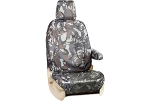 rhinos autostyling TAILORED FOR Ford Transit Custom Heavy Duty Van Replacement Driver Seat Cover Protector - 2013 2014 2015 2016 2017 2018 2019 2020 2021 2022 (Grey Camouflage)