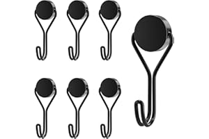 MOGADEE® Magnethaken, 6 Stück Magnethaken Schwarz Extra Stark für Küche, Gadgets, Schlafzimmer, Schließfächer, Büro, Kühlschränke, Aufhängen Dekorative Lichter, Grill, Gartenwerkzeugen - 16G