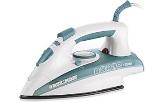 BLACK+DECKER Steam Iron, 1750W, Ceramic Coated Soleplate, Anti-Calc Drip, Self-Clean, Auto Shutoff, Vertical Steaming, Non-Stick Sole, Removes Stubborn Creases, Multi Color - X1600-B5
