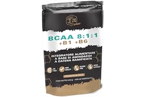 NAT LIFE BCAA 811, 200 COMPRESSE Aminoacidi a Catena Ramificata con vitamine B1 e B6 Prodotto in ITALIA, SENZA LATTOSIO E GLUTINE, PACK GREEN LIGHT RICHIUDIBILE, PREZZO PROMO