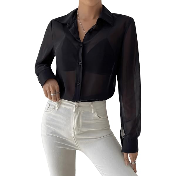 Pull Chemisier Transparent Femme Pure Energy - Taille 2 (20/22), Vert, Manches Courtes
