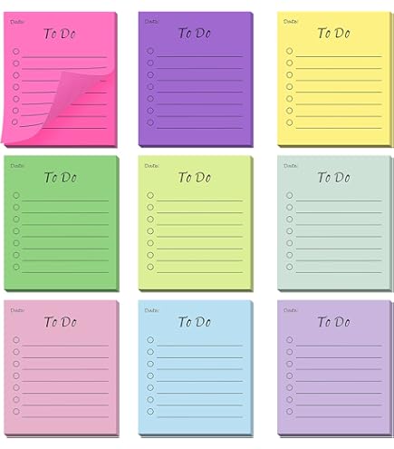 WD&CD Zelfklevende notitieblaadjes, 12 blokken, 504 vellen to do-lijst, gelinieerd, zelfklevende notitieblaadjes, voor familie, school, kantoor, 10 x 7 cm WD&CD Zelfklevende notitieblaadjes, 12 blokken, 504 vellen to do-lijst, gelinieerd, zelfklevende notitieblaadjes, voor familie, school, kantoor, 10 x 7 cm