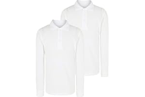 INTEGRITI SCHOOLWEAR 2 Pack Boys Long Sleeve Plain 100% Cotton Ages 3-16y Polo Shirts Children School T-Shirt Uniform Summer