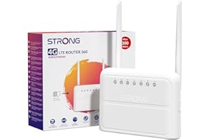 STRONG Router WiFi N300 Mbps 4G con SIM, Red 4G Cat4 LTE, Antenas Externas Fijas, Puertos WAN/LAN 100 Mbps, Router con Tarjeta SIM, Plug and Play, Red Segura (4GROUTER360)