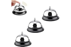 ZHJUJU Sonnettes de Table,3Pcs Sonnette de Table Brillante en métal pour Réception Hôtel Restaurant Sonnette de Comptoir Chromée en Métal avec Sonnerie Croustillante pour Restaurant, Hhôtel, Bar, Cuisine