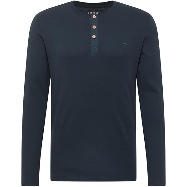 T-shirt Homme Camel Active Manches Longues Col Henley - Gris, Coton, Taille M, Léger Défaut