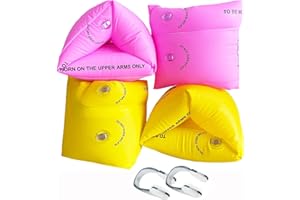UBRAVE Swimming Armbands, 4 Pcs Roll-Ups Armbands W/2 Pcs Nose clip, Swimming Aid Children's Float Arm Bands, Ideal Inflatable Swimming Armbands Set for Kids and Adults