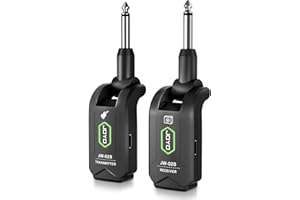 JOYO Sistema de guitarra inalámbrico de 5,8 GHz, receptor transmisor de guitarra inalámbrico, audio recargable con 4 canales de señal para guitarra eléctrica y bajo de 20 m (JW-02S)