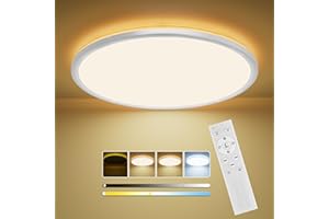LuJasi Lampara Techo Regulable, 36W 3600LM Plafon LED Techo con Mando Distancia, 1800K Luz Nocturna, 3000K-6500K Lámpara de Techo Slim para Dormitorios Habitaciones Infantiles Salones Ø30 (29CM)
