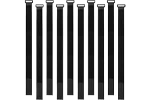Aiqeer 30 Pièces 40 cm Sangles de Câble Noir, Attaches de Câble Réutilisables, Sangles Serre-Câbles, Sangles de Fixation à Crochet et Boucle, pour La Gestion des Câbles