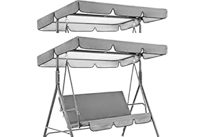 SUNOYA Toit De Rechange pour Balancelle De Jardin: Toit De Balancelle 195 * 125 * 15cm, Imperméable Canopée pour Balancelle, Universelle Toit De Balançoire pour Balancelle De Jardin (Gris Foncé)