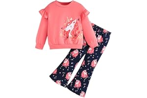Pilipulu Bekleidungssets für Mädchen Sweatshirt+Leggings 2Pcs Kinder Mädchen Langarm Einhorn Outfits Set 92 98 104 110 116 122