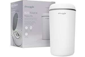 Shnuggle Eco-Touch Nappy Bin (Diaper Pail) | Eco-Friendly Nappy Disposal System | No Costly Refills – Use Any Bag | Dual-Seal Odour Lock | Easy-Clean, One-Hand Drop-and-Go Bin