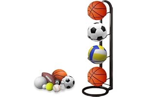 NUWIQ Balställ, bollhylla, vertikal bollförvaring, bollställ, bolldisplay stativ för basket, fotboll, volleyboll