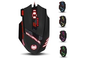‎ZELOTES zelotes T90 Gaming Maus 9200 DPI, 8 Programmierbare Tasten, Multi-Modi LED, USB Gaming Maus, Gewichtstuning für Pro Gamer