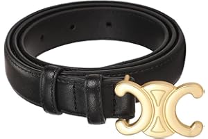 Joymy Ledergürtel Damen Gürtel,Lang Damengürtel Verstellbarer Hüftgürtel Mode Taillengürtel,Goldener Hohlschnalle Ledergürtel für Jeans,Kleider