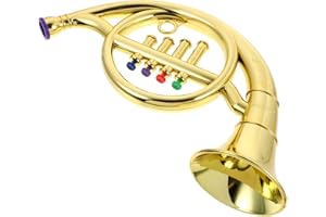 ERINGOGO Puppenhäuser Musikinstrumente Spielzeug-Waldhorn für Kinder mit 4 Tasten Ab 3 Jahren -Trompete in Metallic Blas- Blechblasorchester in Schule/Zu Hause Musikalisches Trompete Kinder