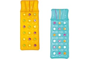 2x Bestway Inflatable 18 Pocket Fashion Sun Lounger Lilo Swimming Pool Air Bed Mat