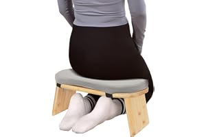 MINRS meditationsbänk, hopfällbar meditationspall, trä, meditationsbänk med kudde, ergonomisk bönpall, yogapall för knä och s