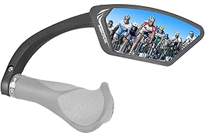 Venzo Bicycle Bike Handlebar Mount Mirror Blue Lens 75% Anti-glare Glass - Big Rear View Crystal Clear - Cycling Mountain or Road Bike Right