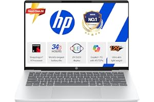 HP OmniBook 5 OLED (Previously Pavilion), Snapdragon X Processor 45 Tops (16GB LPDDR5x, 512GB SSD), 2K 14''/35.6cm, Win11, Office24, Silver, 1.29kg, he0014QU, Multi-Day Battery, AI Laptop