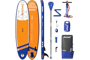 AQUAPLANET SUP Gonfiabile Max 325 cm. Tavola Paddle Surf Ideale per Principianti ed Esperti: Include Pinna, Pagaia, Pompa, Kit di Riparazione, Zaino, Guinzaglio, Borsa Stagna, Tracolla