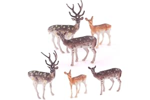 CUTITIUU Figuras Ciervo Sika 6pcs Animales Realistas del Bosque para Navidad Educativos Adornos de Pastel Cumpleaños Niños Miniaturas Criaturas del Bosque Juego Fiesta