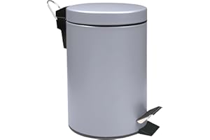 Crystals 3L Stainless Steel Pedal Bin – Small Rubbish Waste Bin with Hands-Free Close Lid – Compact Bathroom Bin, Toilet Bin & Kitchen Waste Bin – Durable, Easy Clean, Ideal for Home or Office (Grey)