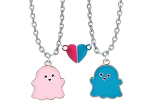 Bixorp Gruselige Freundschaftskette für 2 - Süße BFF Kette mit magnetischem Herz - Niedlicher Anhänger für beste Freunde