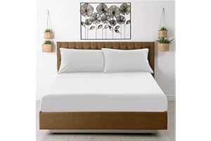 SUPER DREAMER GC GAVENO CAVAILIA Microfiber Fitted Sheet Double - Plain Bed Sheets - Deep Pocket 10 inch (25cm) - Shrinkage, Fade & Wrinkle Resistant Bottom Sheet, White to Mattress (137x193 cm) - Machine Washable