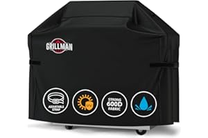 Grillman Copertura Barbecue da Esterno 147x61x122 cm - Telo BBQ Impermeabile Antivento Antistrappo - Copri Barbecue per Weber, Char Broil, Outback - Accessori BBQ e Carbonella - Nero